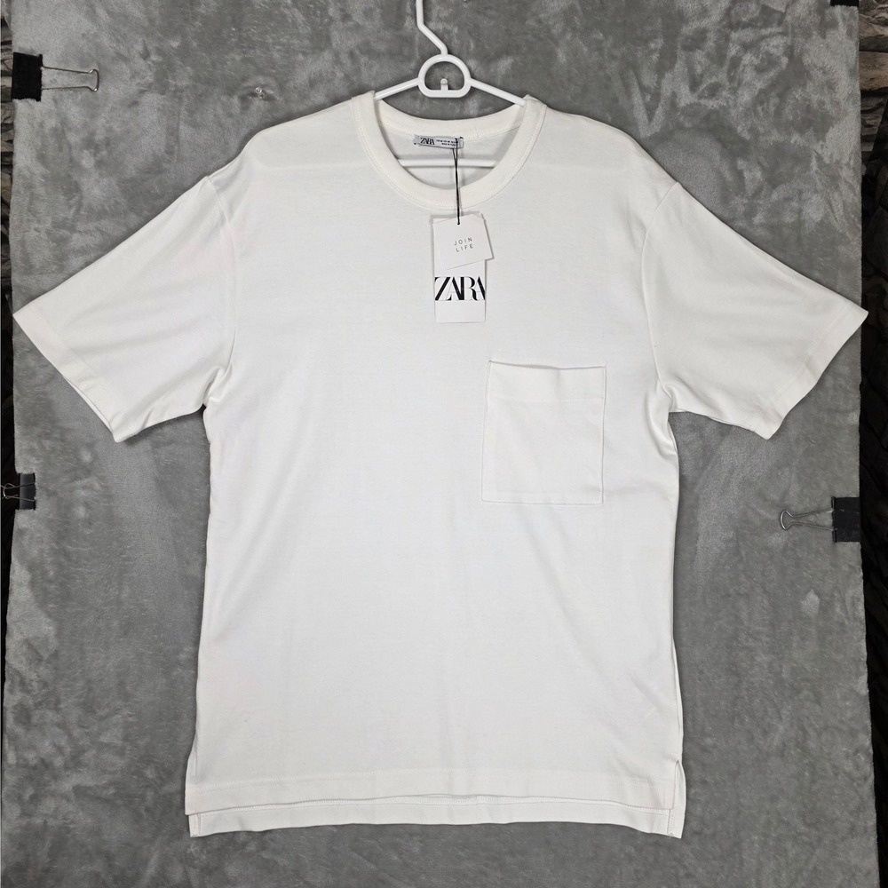 Zara Pocket T-Shirt Heavy Cotton Relaxed Mens Size‎ M White NEW Casual Quiet Lux